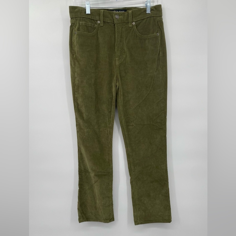 Veronica Beard high rise Carly Kick Flare Olive green corduroy pants size 28